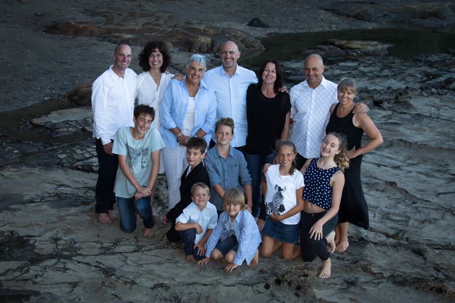 Extended family Portrait at Castor Bay Beach - Auckland
