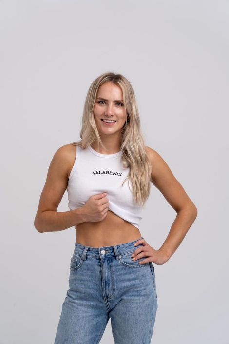 Fashion Photographer North Shore Studio lookbook photography for New Zealand apparel brand: Blond Woman wearing a white top and a jeans