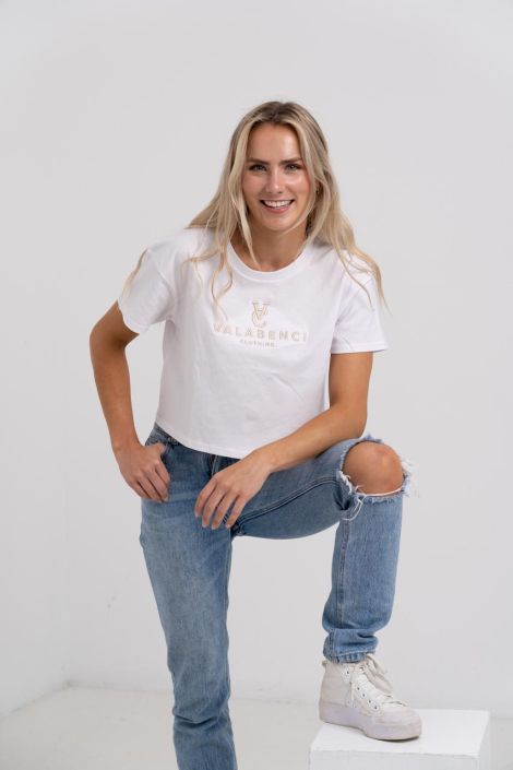 Fashion Photographer North Shore Commercial clothing photography for e-commerce website: Blond Woman wearing a white top and a jeans