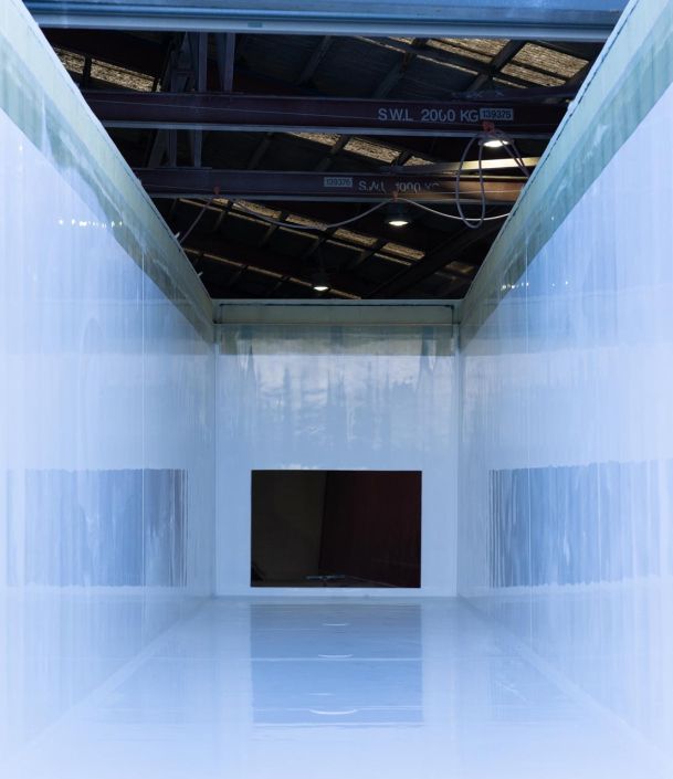 Commercial Photography Auckland Industrial manufacturing photography at Transcold plant: Fiberglass shell