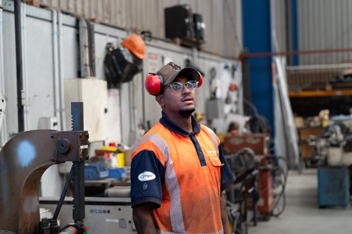 DSC07174 Commercial staff photography for Fairfax New Zealand: Worker with earmuffs
