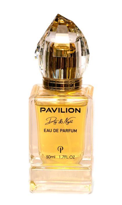 Pavilion perfume bottle with a flame cap